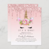 Roze Eenhoorn Roze Goud Druppelende Glitters Baby  (Voorkant / Achterkant)