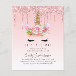 Roze Eenhoorn Roze Goud Druppelende Glitters Baby 