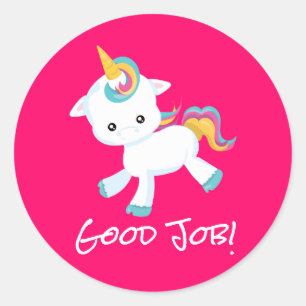 Roze Eenhoorn School Leraar Verdienste Award Ronde Sticker