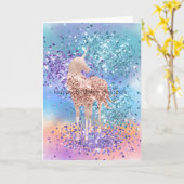 Roze Eenhoorn Sparkle Paarse Aqua Glitter Confetti Kaart (Gele Bloem)
