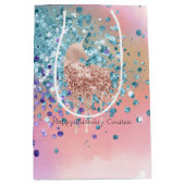 Roze Eenhoorn Sparkle Paarse Aqua Glitter Confetti Medium Cadeauzakje (Voorkant)