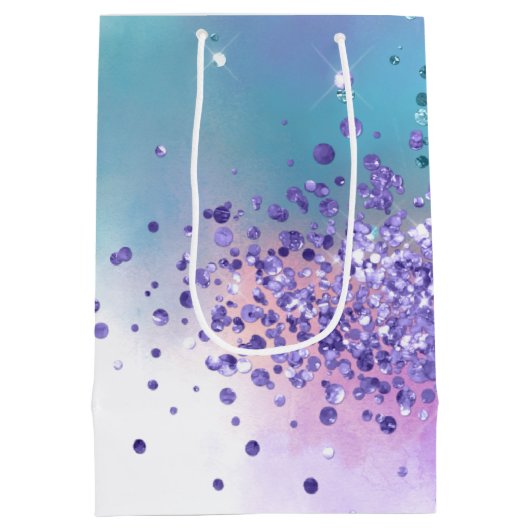 Roze Eenhoorn Sparkle Paarse Aqua Glitter Confetti Medium Cadeauzakje (Achterkant)