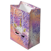 Roze Eenhoorn Sparkle Paarse Aqua Glitter Confetti Medium Cadeauzakje (Voorkant Gekanteld)