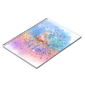 Roze Eenhoorn Sparkle Paarse Aqua Glitter Confetti Notitieboek (Linkerzijde)