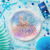 Roze Eenhoorn Sparkle Paarse Aqua Glitter Confetti Papieren Bordje (Feest)