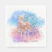 Roze Eenhoorn Sparkle Paarse Aqua Glitter Confetti Servet (Voorkant)
