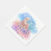 Roze Eenhoorn Sparkle Paarse Aqua Glitter Confetti Servet (Hoek)