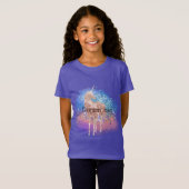 Roze Eenhoorn Sparkle Paarse Aqua Glitter Confetti T-shirt (Voorkant volledig)