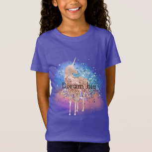 Roze Eenhoorn Sparkle Paarse Aqua Glitter Confetti T-shirt