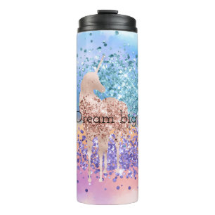 Roze Eenhoorn Sparkle Paarse Aqua Glitter Confetti Thermosbeker