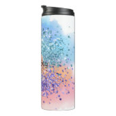 Roze Eenhoorn Sparkle Paarse Aqua Glitter Confetti Thermosbeker (Geroteerd rechts)