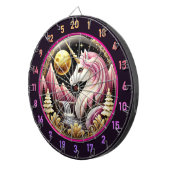 Roze Eenhoorn Staat Trots In Maanlicht Dartbord (Voorkant Rechts)
