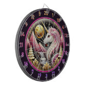 Roze Eenhoorn Staat Trots In Maanlicht Dartbord (Voorkant Links)