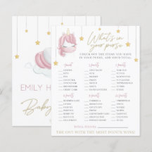 Roze Eenhoorn Sterren Baby Shower Tas Game