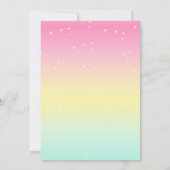 Roze Eenhoorn Uitnodiging Met Gouden Sterren (Achterkant)