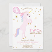 Roze Eenhoorn Uitnodiging - TWEE magische (Voorkant)