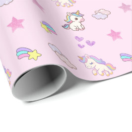 Roze Eenhoorn Verjaardag Cadeaupapier