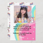 Roze Eenhoorn Verjaardag Persoonlijk  Bedankkaart (Voorkant / Achterkant)