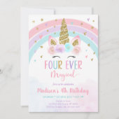 Roze Eenhoorn Vier ooit Magische Verjaardag Kaart (Voorkant)