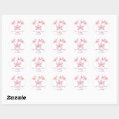 Roze Eenhoorn Waterverf Bloemen Dank u Verjaardag Ronde Sticker (Vel)