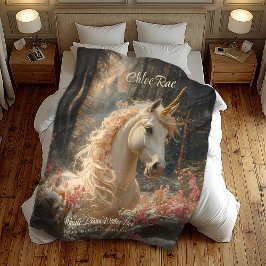 Roze Eenhoorn Winter Castle Sprookjesbos Fleece Deken