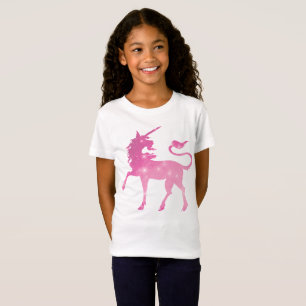 Roze eenhoornfantasiemeisjes t-shirt