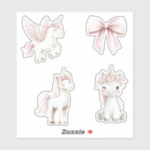 Roze Eenhoorns Bloemen Boog Sticker (Vel)