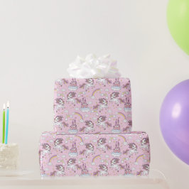 Roze Eenhoorns En Kastelen Cadeaupapier