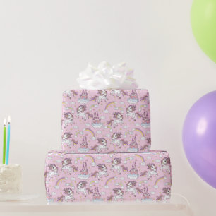 Roze Eenhoorns En Kastelen Cadeaupapier