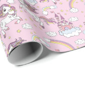 Roze Eenhoorns En Kastelen Cadeaupapier (Rol Hoek)