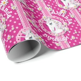 Roze Eenhoorns zijn Magic Gepersonaliseerde Verjaa Cadeaupapier
