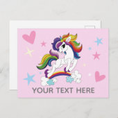 Roze Eenhoring en Sterren Illustratie Briefkaart (Voorkant / Achterkant)