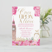 Roze eens op een keer prinses Baby shower Kaart (Staand voorkant)