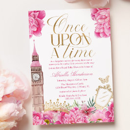Roze Eens Op Een Tijd Prinses Baby Borrel Kaart