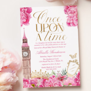 Roze Eens Op Een Tijd Prinses Baby Borrel Kaart