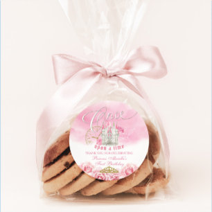 Roze Eens Op Een Tijd Prinses Ronde Sticker