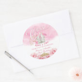 Roze eens op tijd prinses ronde sticker (Envelop)