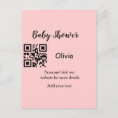 Roze eenvoudig baby shower q of code voeg naamteks briefkaart (Voorkant)