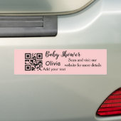 Roze eenvoudig baby shower q of code voeg naamteks bumpersticker (Op auto)