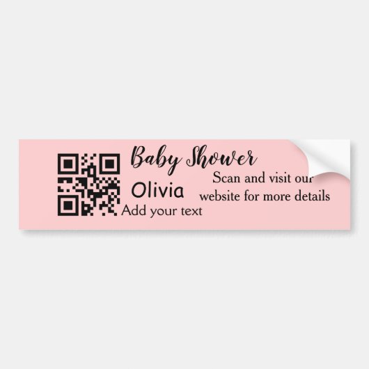 Roze eenvoudig baby shower q of code voeg naamteks bumpersticker (Voorkant)