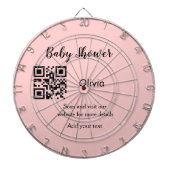 Roze eenvoudig baby shower q of code voeg naamteks dartbord (Voorkant)
