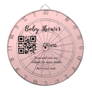 Roze eenvoudig baby shower q of code voeg naamteks dartbord