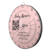 Roze eenvoudig baby shower q of code voeg naamteks dartbord (Voorkant Rechts)