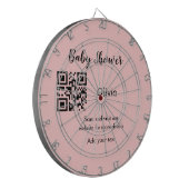 Roze eenvoudig baby shower q of code voeg naamteks dartbord (Voorkant Links)