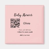 Roze eenvoudig baby shower q of code voeg naamteks magneet (Voorkant)