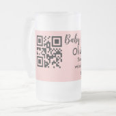 Roze eenvoudig baby shower q of code voeg naamteks matglas bierpul (Voorkant links)