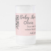 Roze eenvoudig baby shower q of code voeg naamteks matglas bierpul (Center)