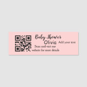 Roze eenvoudig baby shower q of code voeg naamteks naamplaatje (Voorkant)