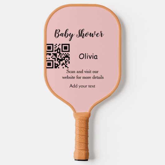 Roze eenvoudig baby shower q of code voeg naamteks pickleball paddle (Achterkant)