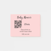 Roze eenvoudig baby shower q of code voeg naamteks post-it® notes (Voorkant)